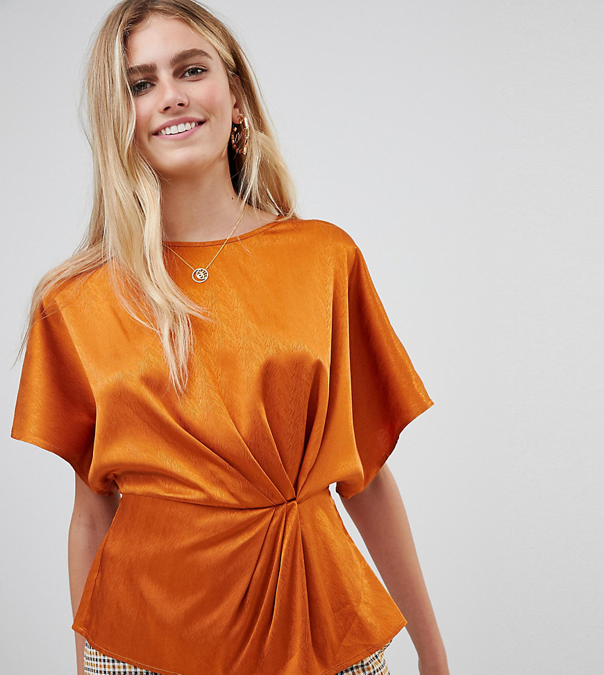 New Look - Rustfarvet bluse med snoet front-Orange