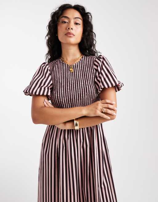 New Look - Rynket midikjole med lyserøde striber, 2 af 4