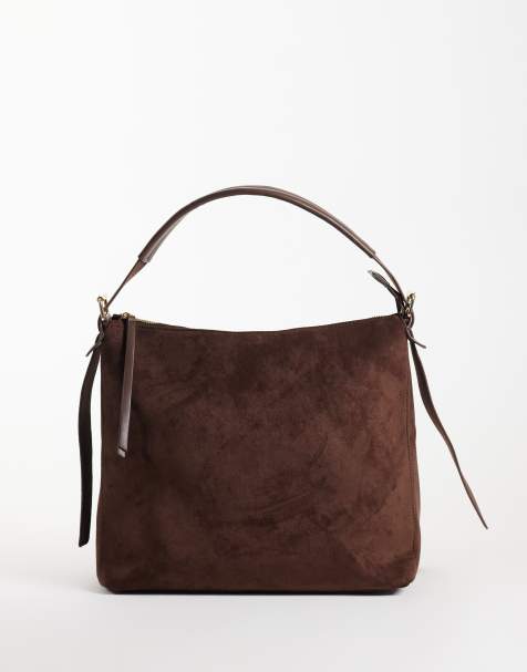 New Look sac cabas en suédine marron foncé - view 1