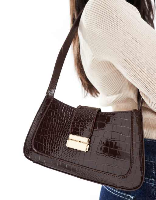 New Look - Sac porté épaule effet croco avec boucle - Marron, 3 de 4