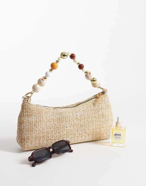 New Look - Sac porté épaule en raphia avec poignée en perles - Taupe, 2 de 4