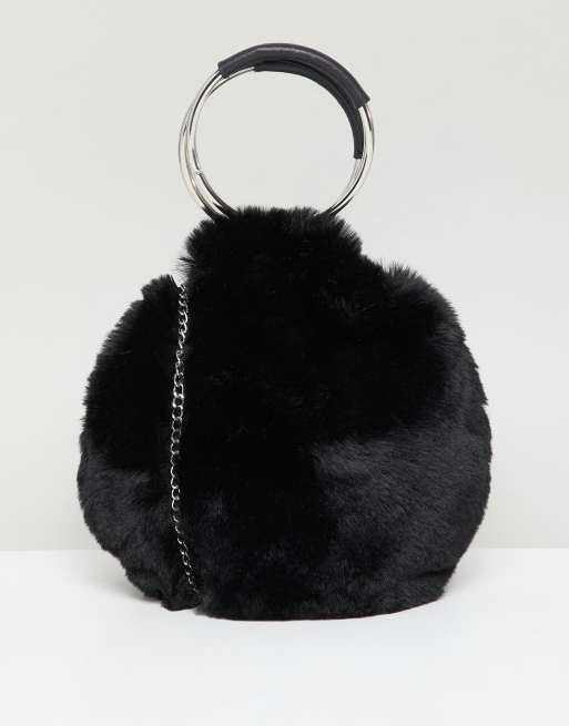 New Look - Sac rond en fausse fourrure