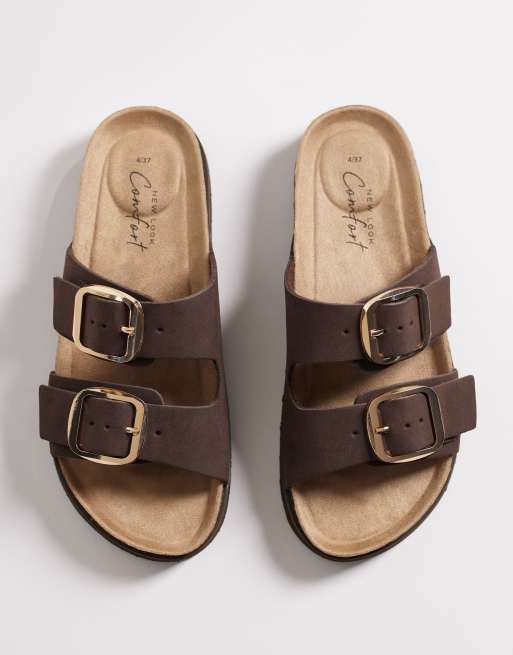 New Look – Sandalen in Braun mit zwei Schnallen, 2 von 4