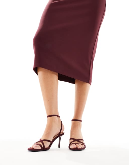 New Look – Sandalen in Burgunderrot mit verdrehtem Riemen und Absatz, 4 von 4