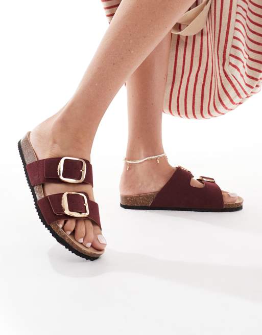 New Look – Sandalen in Burgunderrot mit zwei Riemen, 3 von 4