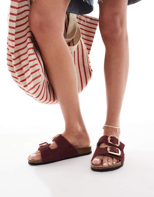 New Look – Sandalen in Burgunderrot mit zwei Riemen, 4 von 4