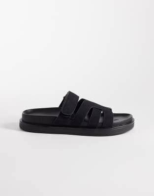 New Look - Sandalen in Schwarz mit dicker Sohle und überkreuzten, gewebten Riemen