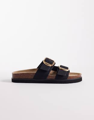 New Look - Sandalen in Schwarz mit zwei Schnallen