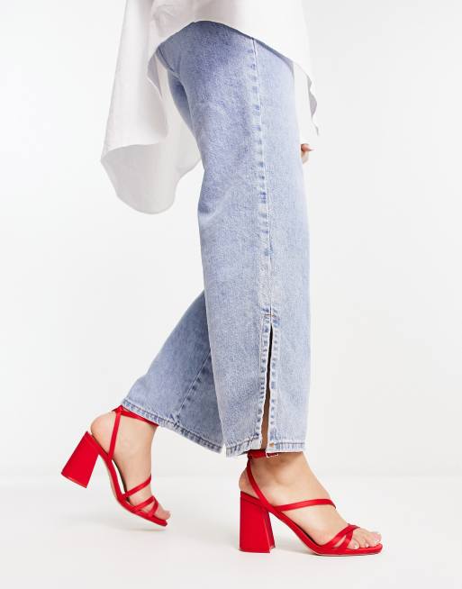New Look - Sandalen met bandjes en blokhak in rood, 2 van 4