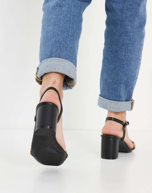 New Look - Sandalen met blokhak en ketting in zwart, 3 van 4