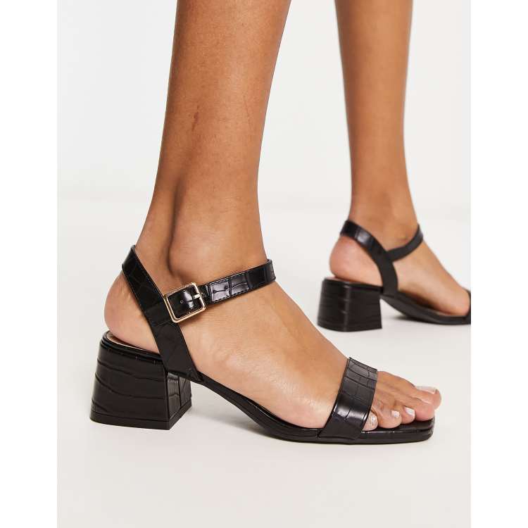 New Look Sandalen met open teen en lage hak in zwart met