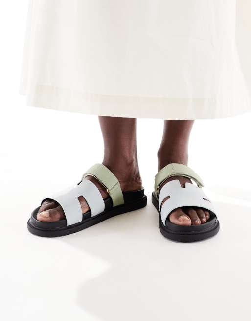 New Look - Sandalen met uitsnijdingen en klittenbandsluiting in blauw, 4 van 4