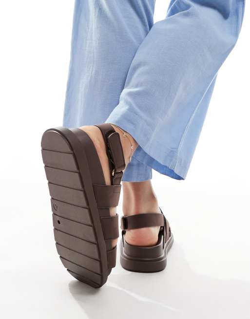 New Look slingback cross strap sandal in brown