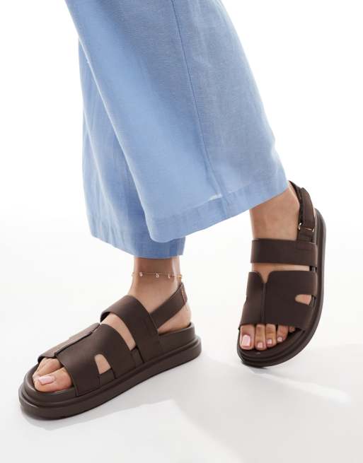 New Look slingback cross strap sandal in brown