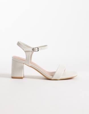 Sandales à talon carré - Crème-Blanc 41