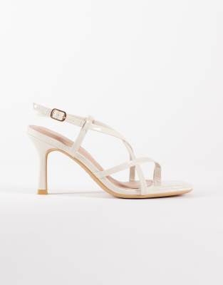 Sandales à talons carrés, entredoigt et brides multiples - Crème-Blanc 40