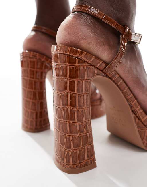 New Look - Sandales à talons et plateforme effet croco - Rouille, 3 de 4