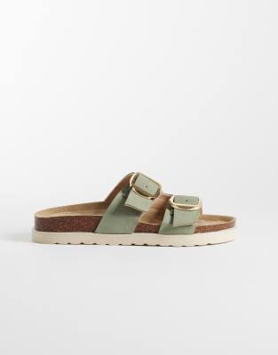 Sandales avec deux brides à boucle - Vert sauge 38