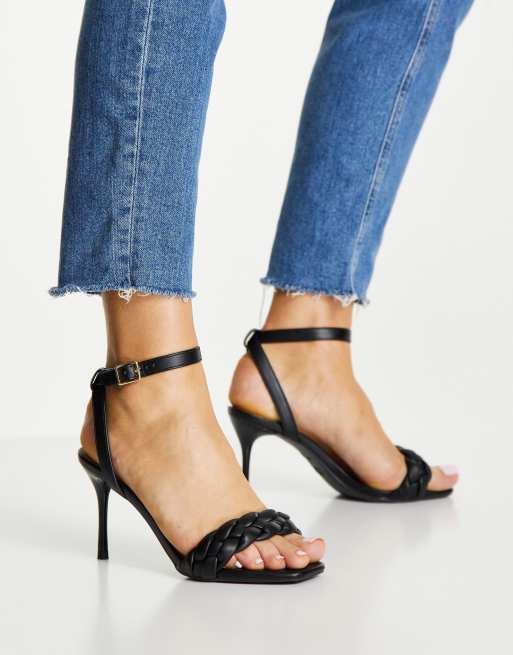 New Look - Sandali a stiletto neri con fascia intrecciata