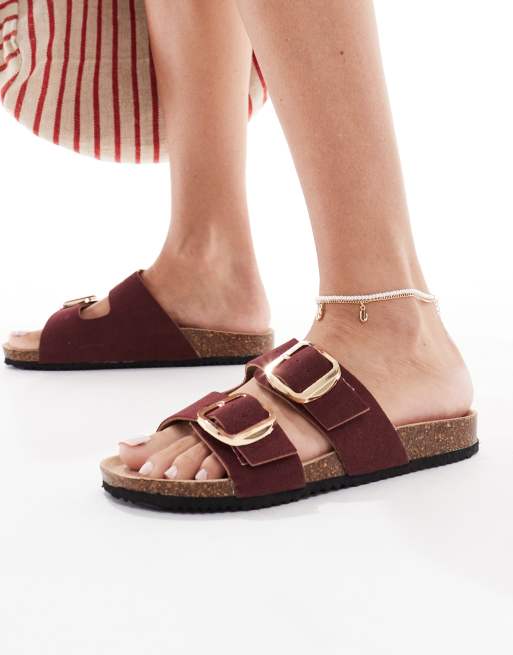 New Look - Sandali con doppia fascetta color bordeaux