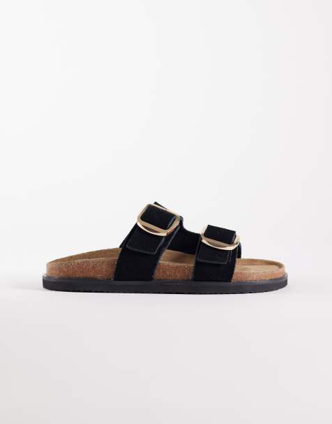 New Look - Sandali in pelle neri con doppie fibbie - view 1