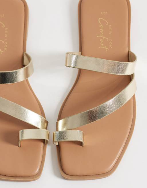 New Look - Sandali infra-alluce tonalità oro con fascette multiple, 3 di 4