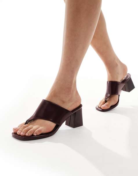 New Look - Sandali infradito bordeaux curo con tacco largo - view 1