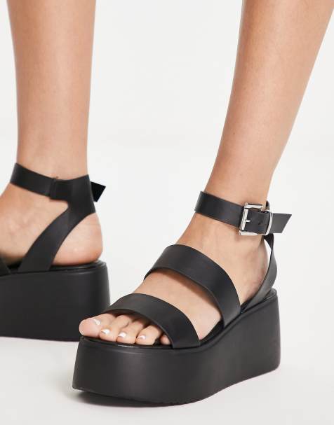 Asos Donna Scarpe Scarpe con plateau Sandali con plateau Sandali flatform stile espadrilles neri 