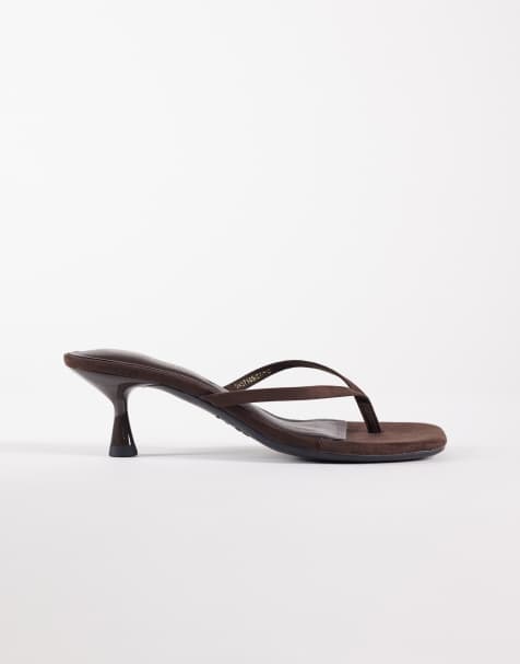New Look - Sandalias de dedo marrones de tacón bajo - view 1