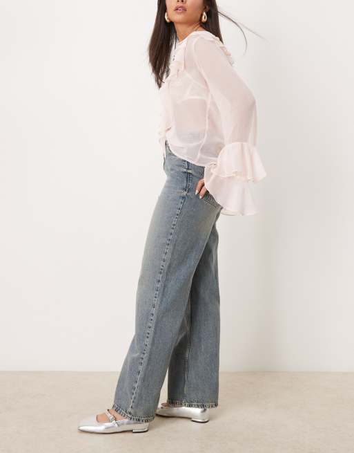 New Look – Santa – Blå jeans med vida ben, 3 av 5