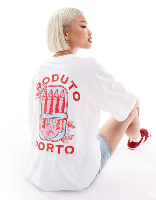 New Look – Sardine – Oversize-T-Shirt in Weiß mit Logo