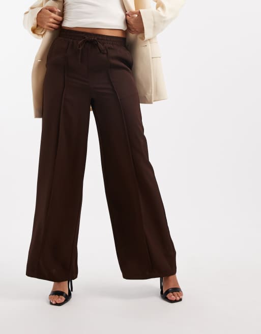 New Look - Satijnen broek met wijde pijpen in bruin, 4 van 5
