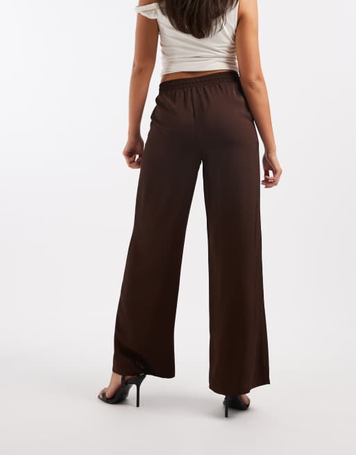 New Look - Satijnen broek met wijde pijpen in bruin, 5 van 5