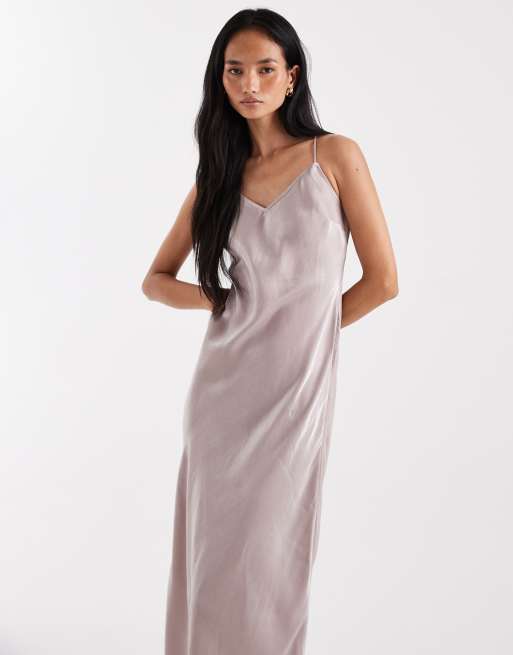 New Look - Satijnen maxi slipdress met glinstering in roze, 2 van 4