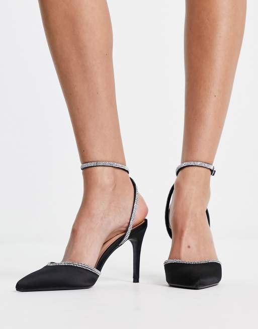 Black heels store with diamond straps