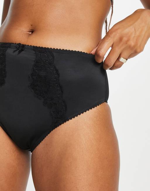 Black Satin High Waist Panties