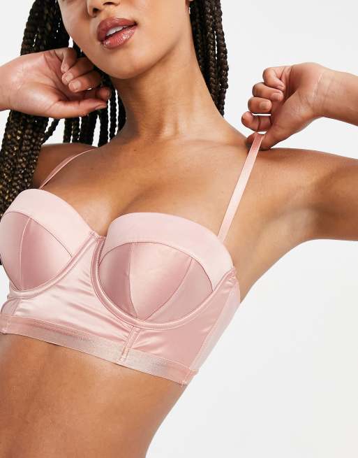 New Look satin balconette bra in pink