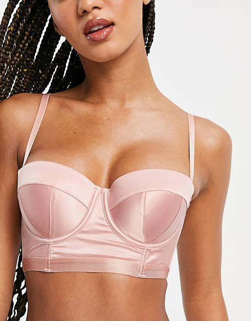 Lingerie & Nightwear New Look satin balconette bra in pink 