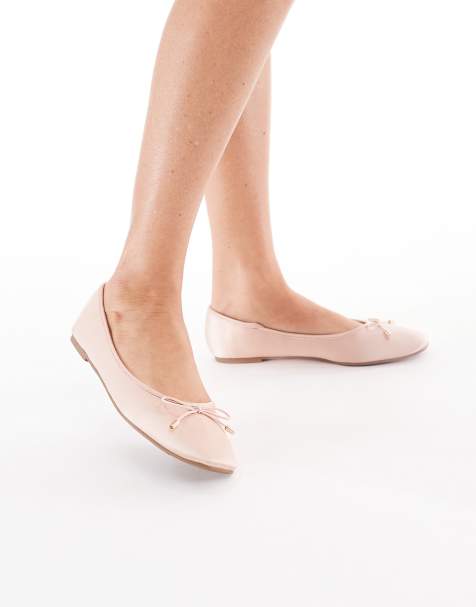 New Look satin ballet flats in blush - view 1