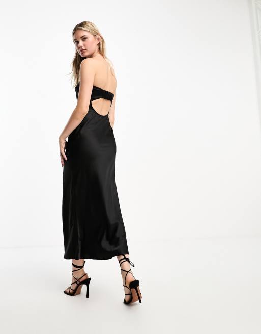 Black satin 2024 bandeau dress