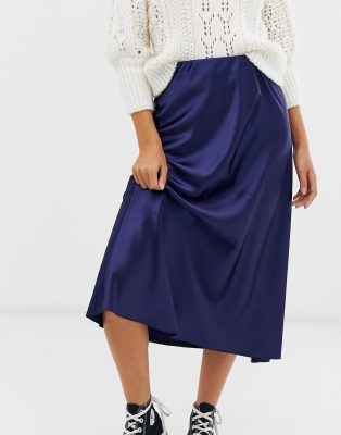 satin midi skirt asos