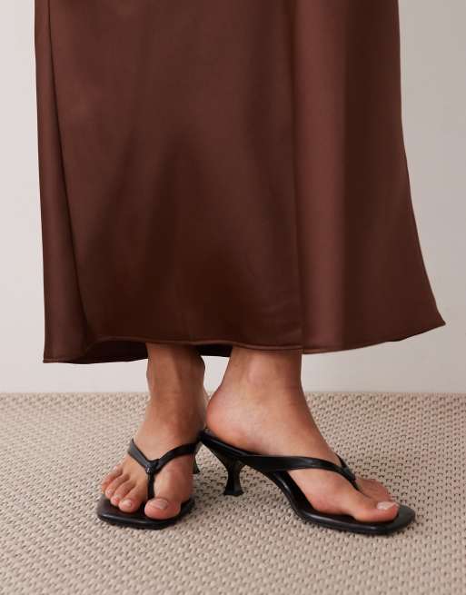New Look satin bias midi skirt in brown, 5 of 5