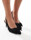 New Look satin bow heeled shoes in black