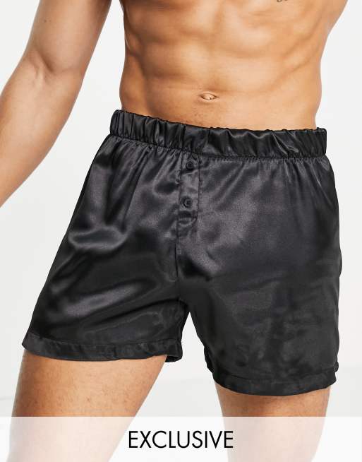 New Look satin boxer in black