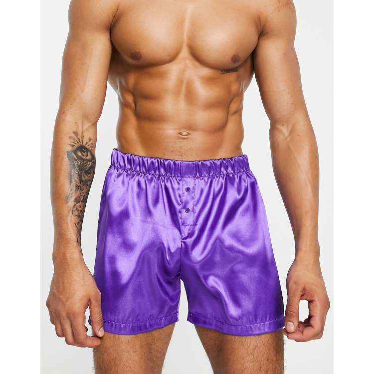 New Look satin boxers in purple ASOS