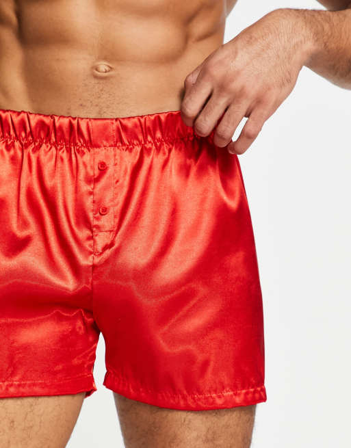 New Look satin boxers in red