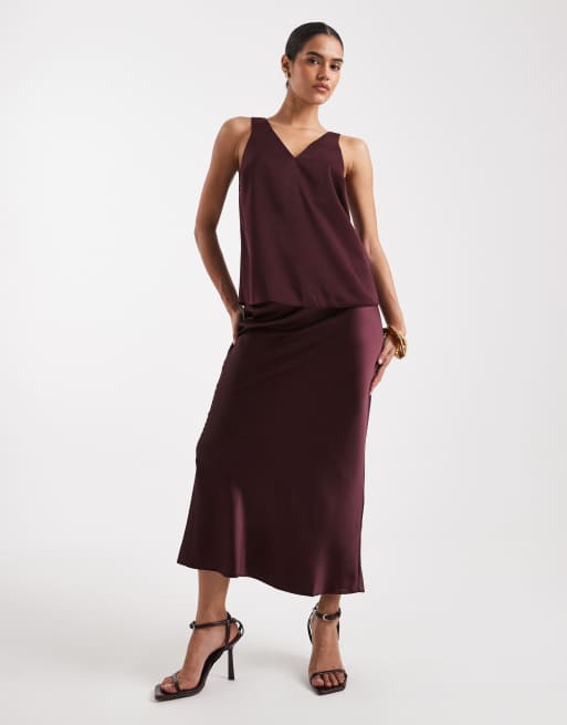 New Look satin cami top in dark burgundy, 2 of 4