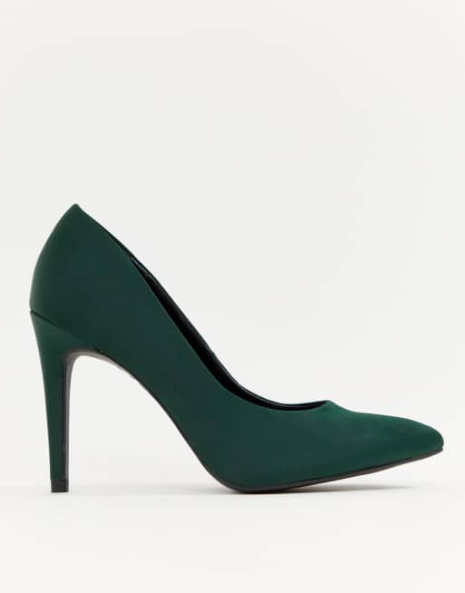 New Look satin Escarpins pointus Vert fonc