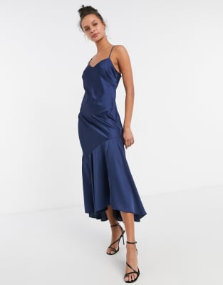 new look blue satin dress