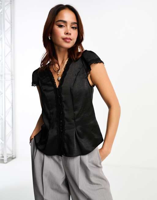 Satin store lace blouse